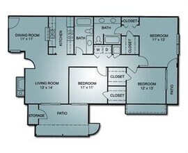 3 Bedroom, 2 Bath 02200 floor plan